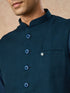Manyavar Teal Blue Blended Rayon Nehru Jacket