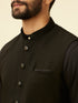 Manyavar Kohl Black Self Patterned Jacket