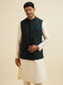 Manyavar Black Floral Jaal Patterned Jacket
