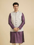 Manyavar Luxurious Light Grey Brocade Nehru Jacket