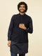Manyavar Classic Dark Blue Nehru Jacket