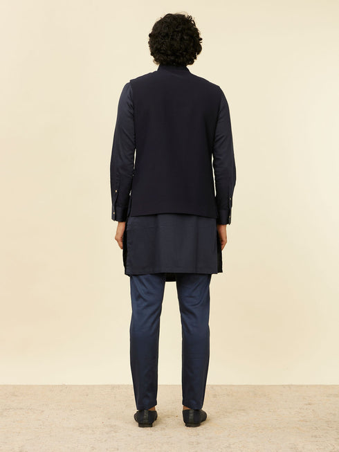 Manyavar Classic Dark Blue Nehru Jacket
