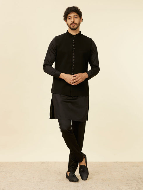 Manyavar Royal Black Nehru Jacket