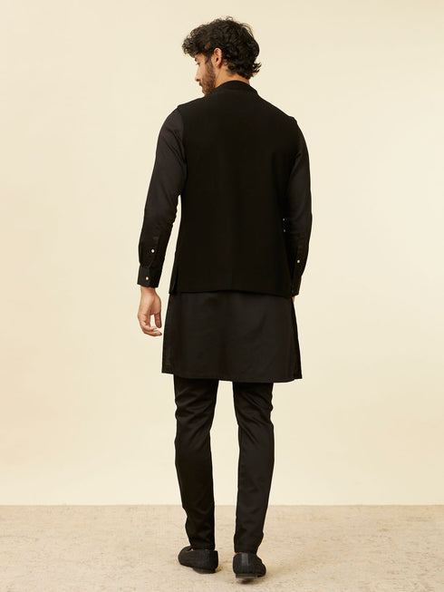 Manyavar Royal Black Nehru Jacket