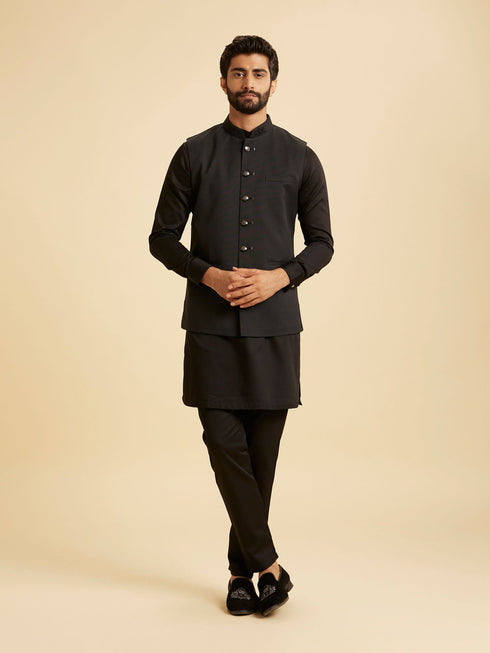 Manyavar Classy Black Nehru Jacket
