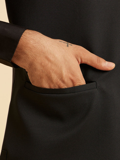 Manyavar Classy Black Nehru Jacket