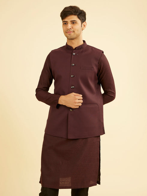 Manyavar Maroon Majesty Nehru Jacket