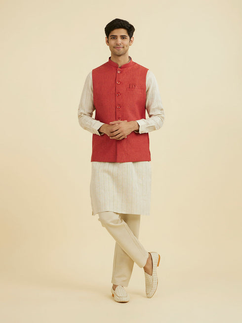 Manyavar Rust Elegance Nehru Jacket