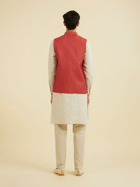 Manyavar Rust Elegance Nehru Jacket