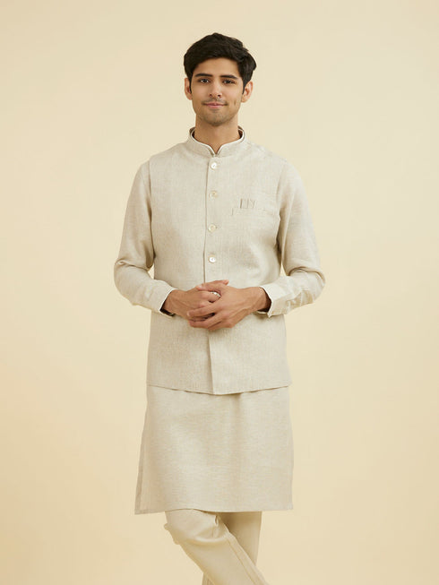 Manyavar Regal Beige Nehru Jacket