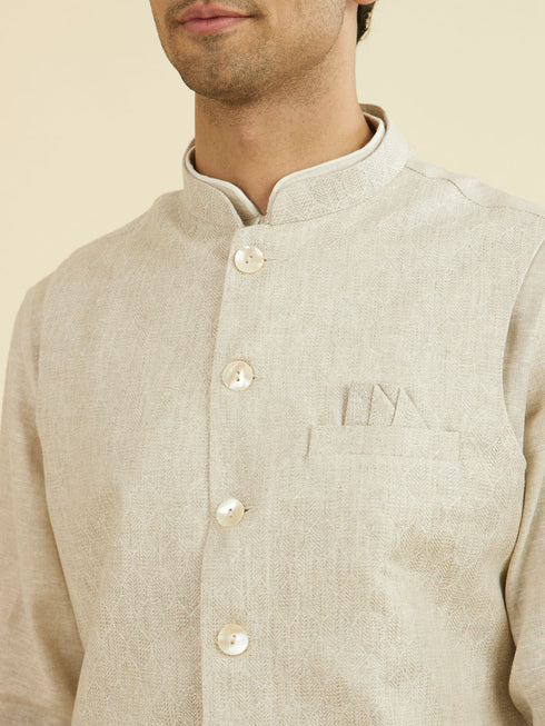 Manyavar Regal Beige Nehru Jacket