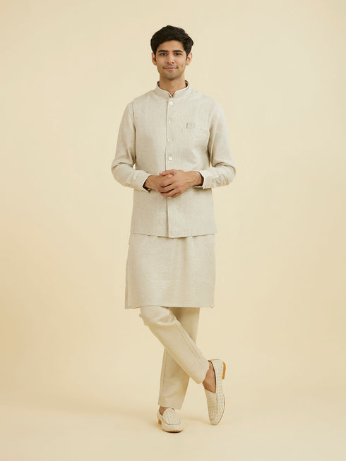 Manyavar Regal Beige Nehru Jacket