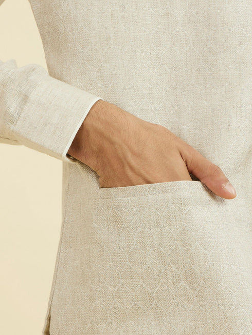 Manyavar Regal Beige Nehru Jacket