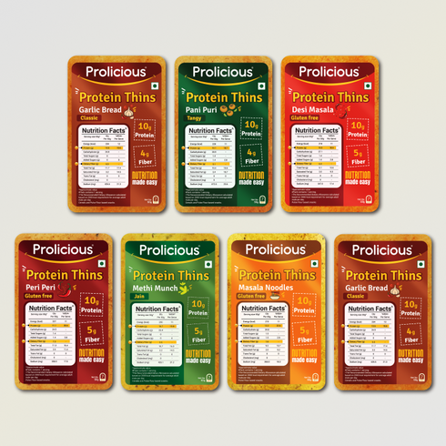 Prolicious Assorted Protein Thins Combo 10g Natural Protein Pack of 7