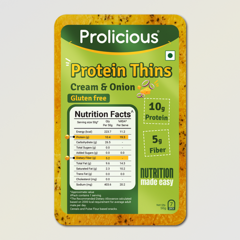 Prolicious Cream & Onion Protein Thins Single Pack