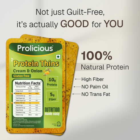 Prolicious Cream & Onion Protein Thins Single Pack