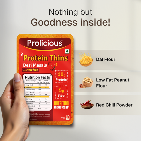 Prolicious Desi Masala Protein Thins 10g Natural Protein Jain
