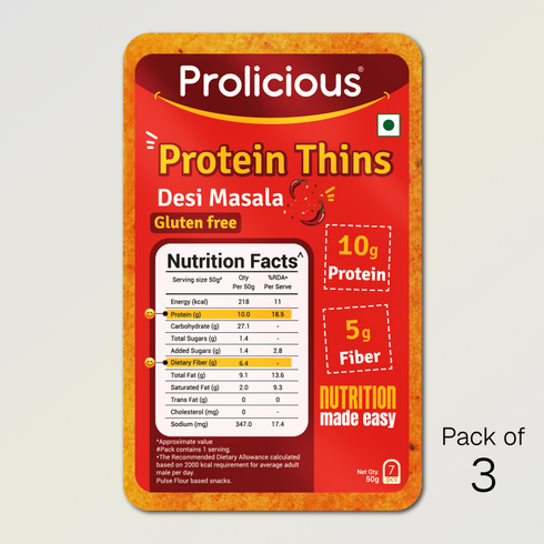 Prolicious Desi Masala Protein Thins 10g Natural Protein Jain