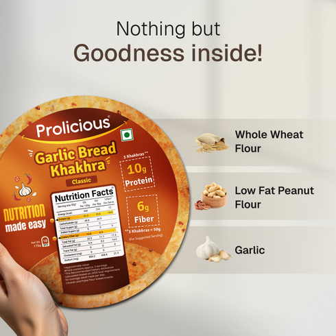 Prolicious Garlic Bread Khakhra 10g Natural Protein