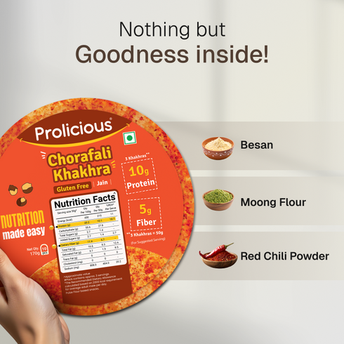 Prolicious Gluten Free Khakhra Combo 10g Natural Protein Pack of 4