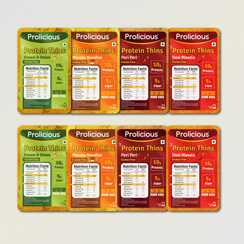 Prolicious Ultimate Gluten Free Protein Thins Combo 10g Natural Protein Pack of 8
