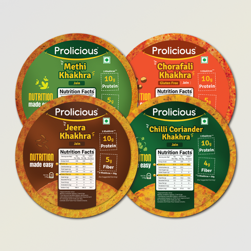 Prolicious Jain Khakhra Combo 10g Natural Protein Pack of 4 Jain