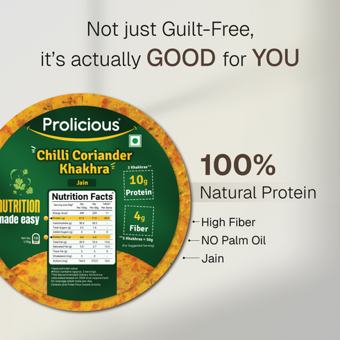 Prolicious Jain Khakhra Combo 10g Natural Protein Pack of 4 Jain