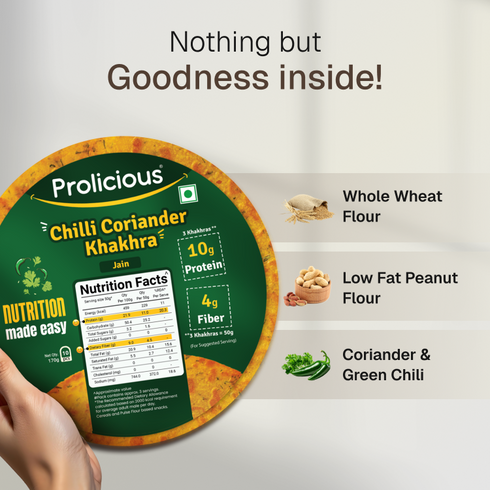 Prolicious Jain Khakhra Combo 10g Natural Protein Pack of 4 Jain