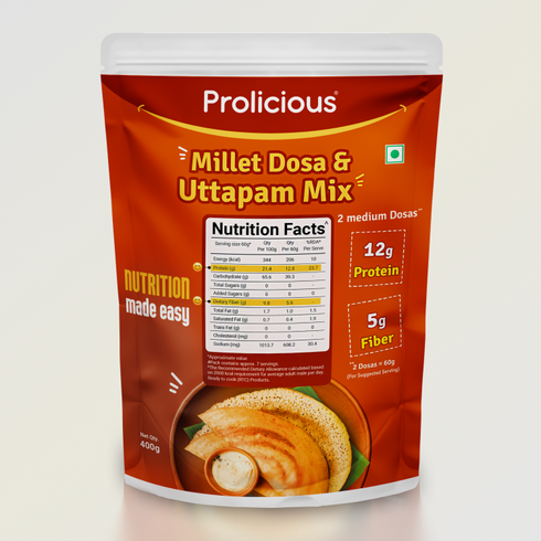 Prolicious Millet Dosa & Uttapam Mix 12g Natural Protein