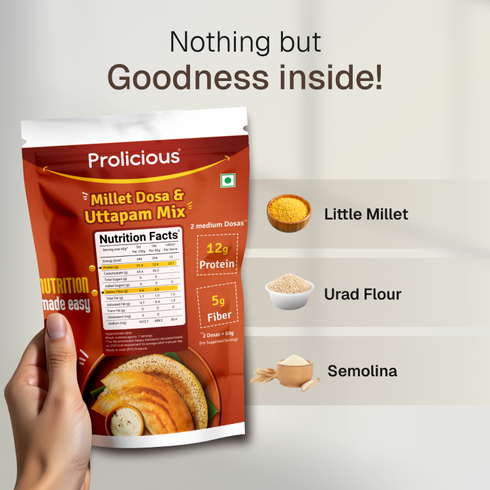 Prolicious Millet Dosa & Uttapam Mix 12g Natural Protein