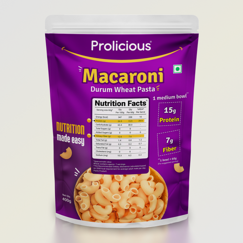 Prolicious Macaroni Pasta 15g Natural Protein Pack of 2