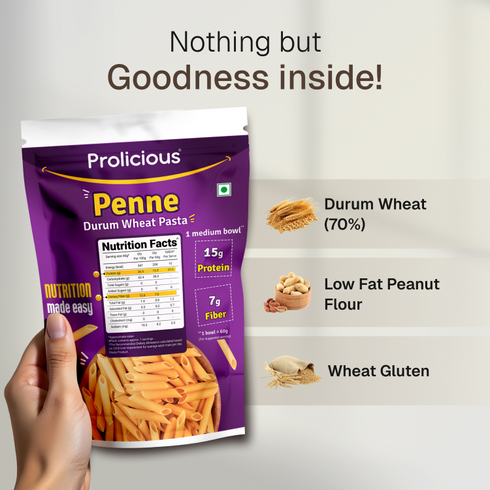 Prolicious Penne Pasta 15g Natural Protein Pack of 2