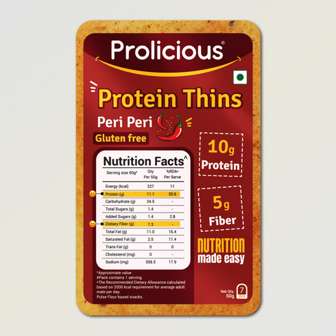 Prolicious Peri Peri Protein Thins Single Pack 10g Natural Protein Gluten Free