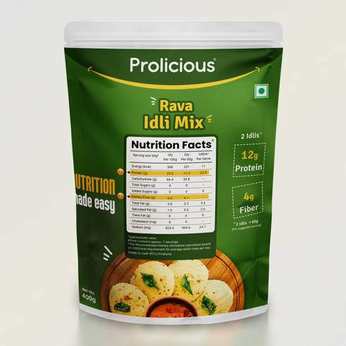 Prolicious Rava Idli Mix 12g Natural Protein