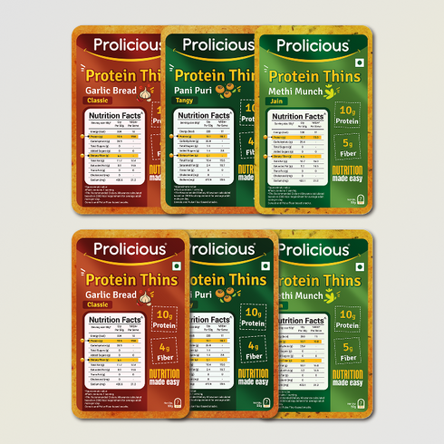 Prolicious Protein Thins Combo 10g Natural Protein Pack of 6