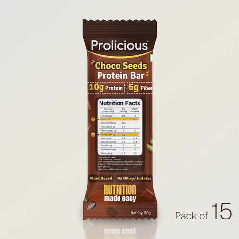 Prolicious Choco Seeds Protein Bar 10g Natural Protein