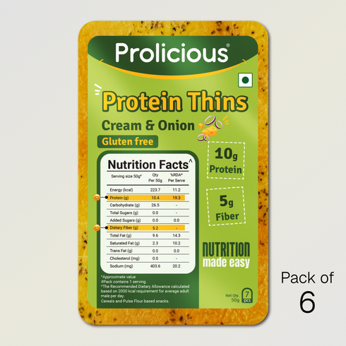 Prolicious Cream & Onion Protein Thins 10g Natural Protein Gluten Free