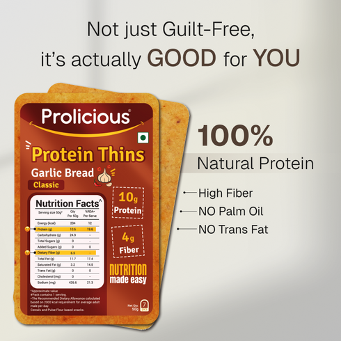 Prolicious Garlic Bread Protein Thins 10g Natural Protein