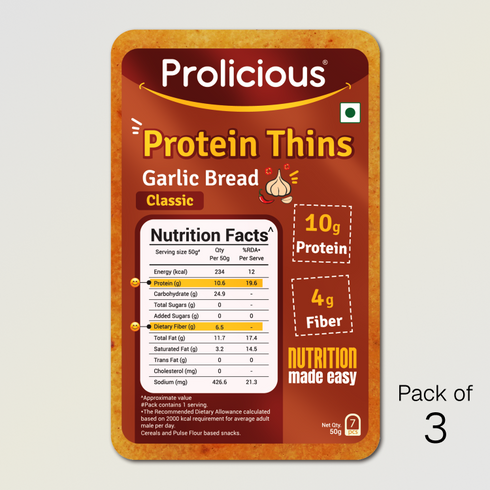 Prolicious Garlic Bread Protein Thins 10g Natural Protein