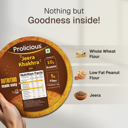 Prolicious Jeera Khakhra 10g Natural Protein Jain