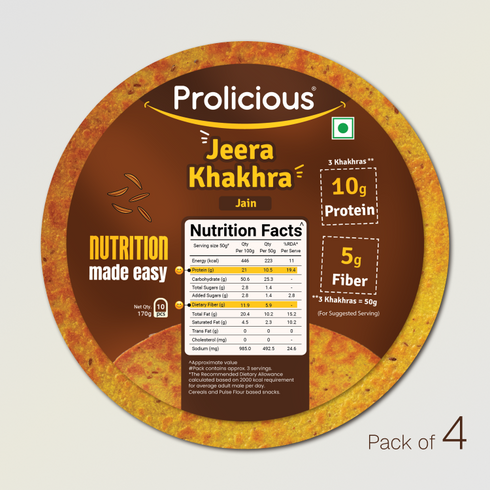 Prolicious Jeera Khakhra 10g Natural Protein Jain