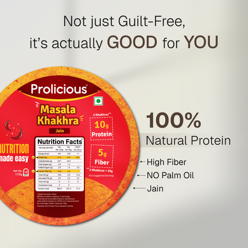 Prolicious Masala Khakhra 10g Natural Protein Jain