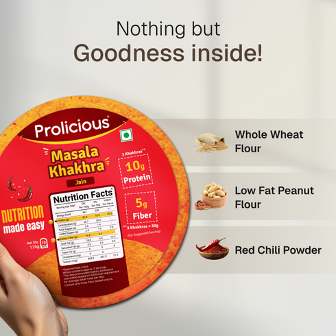 Prolicious Masala Khakhra 10g Natural Protein Jain