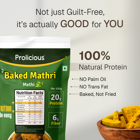 Prolicious Baked Protein Mathri Methi 20g Natural Protein Jain