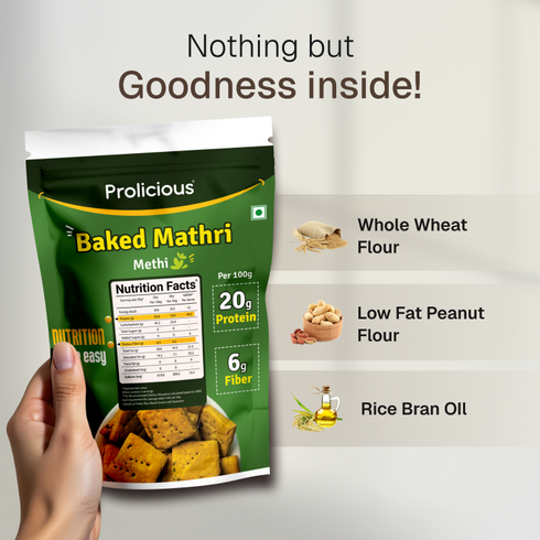 Prolicious Baked Protein Mathri Methi 20g Natural Protein Jain