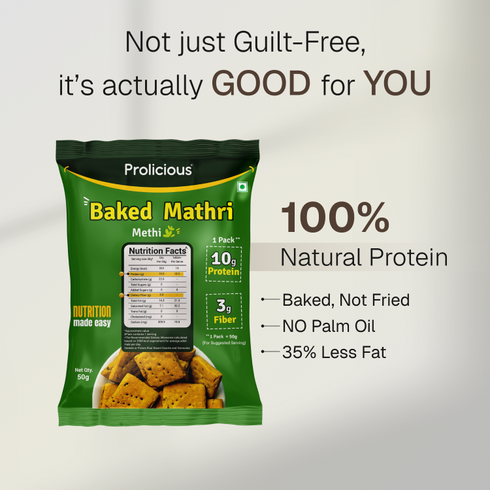 Prolicious Baked Protein Mathri Methi 20g Natural Protein Jain