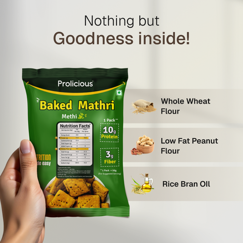 Prolicious Baked Protein Mathri Methi 20g Natural Protein Jain
