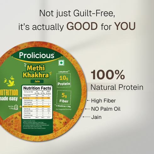 Prolicious Methi Khakhra 10g Natural Protein Jain