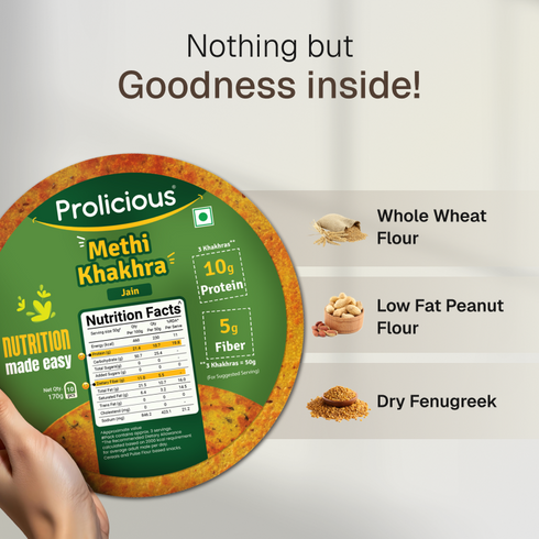 Prolicious Methi Khakhra 10g Natural Protein Jain