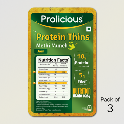 Prolicious Methi Munch Protein Thins 10g Natural Protein Jain